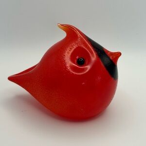Signed Douglas Becker blown glass cardinal paperweight